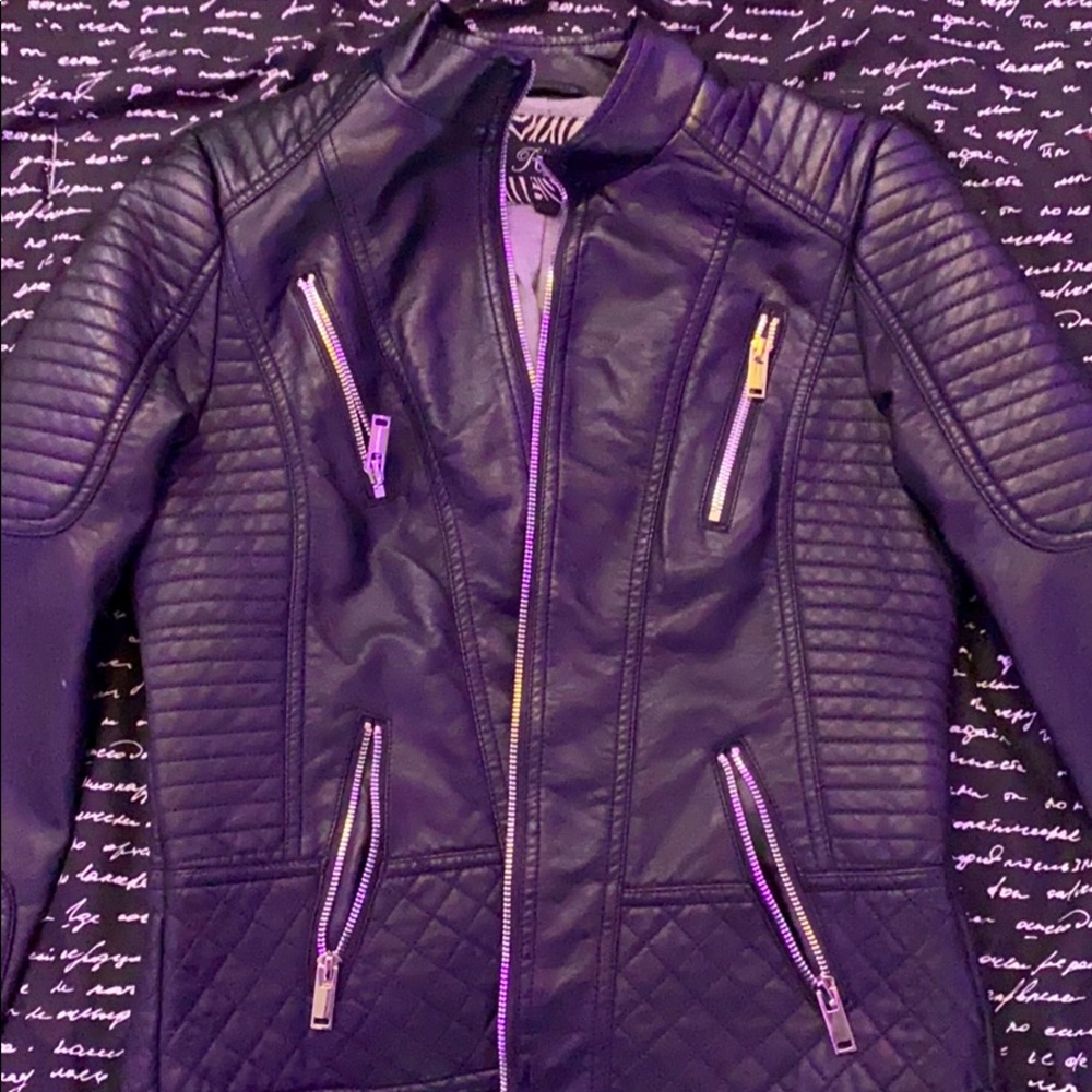 black leather jacket